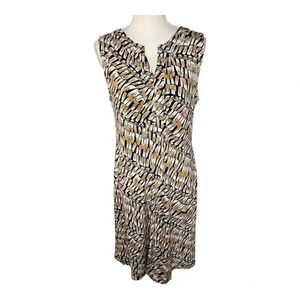 212 Collection Women’s Medium‎ Geometric Print Brown White & Black Midi Dress